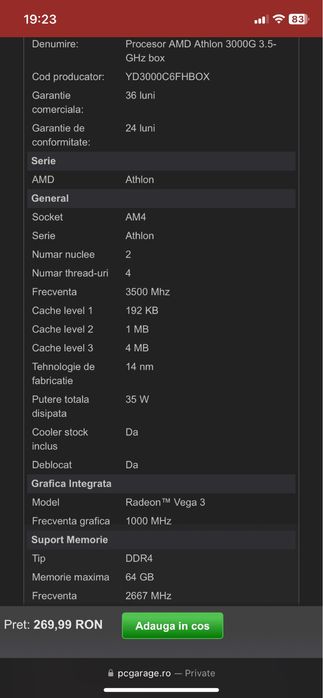 Procesor Amd Athloon 3000G