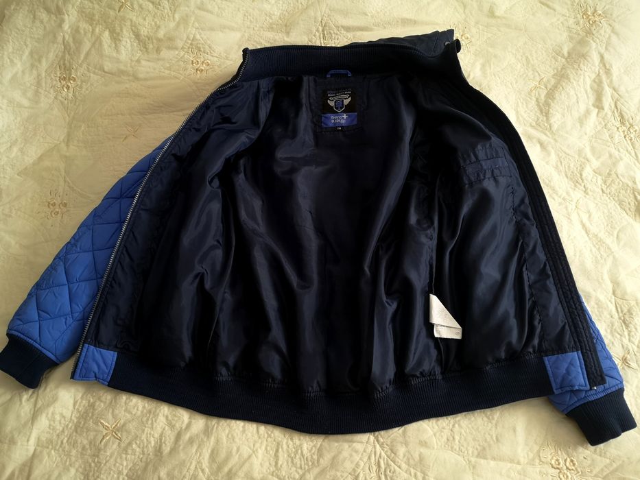 Geaca de iarnă, cu glugă, albastra, 176 cm