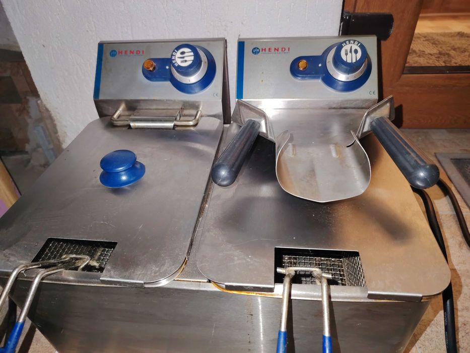 Friteuză Profesională Dublă Hendi Blue Line 2x4L – Inox, Stare Bună