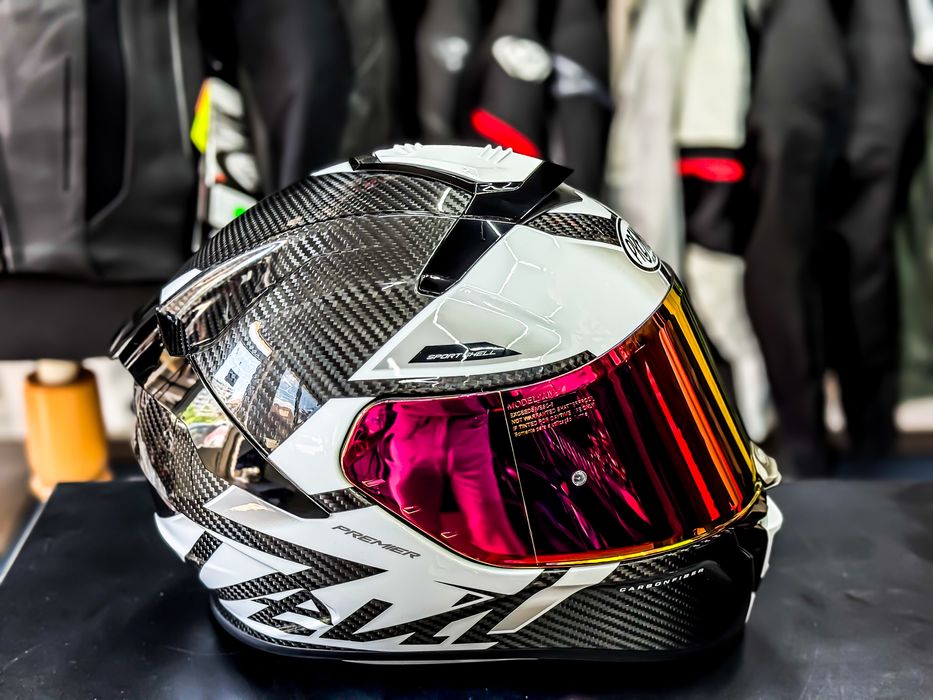 Casca Moto Premier Devil Carbon Gloss Grey , White