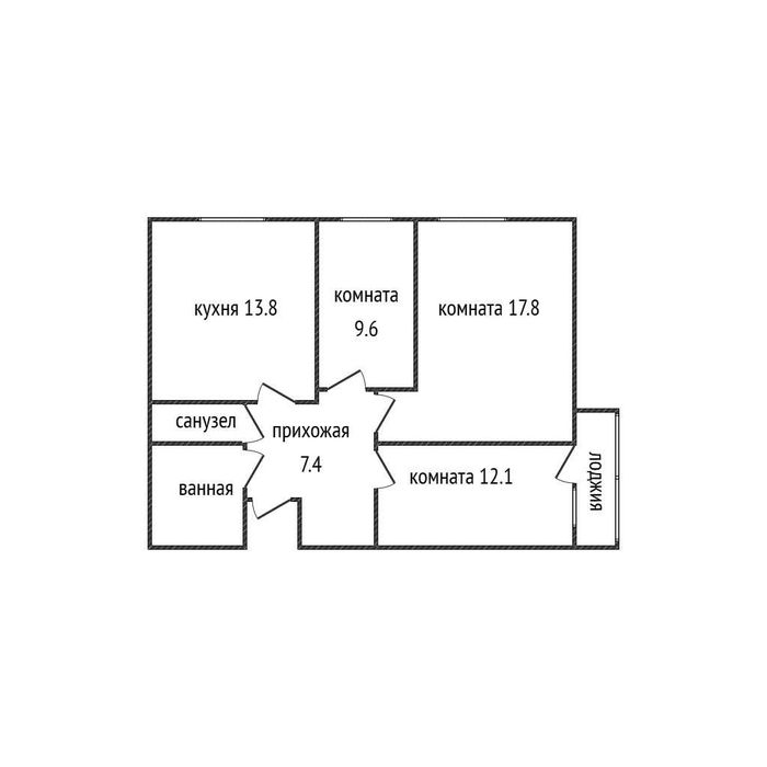 3- х комнатная мкр.Юбилейный