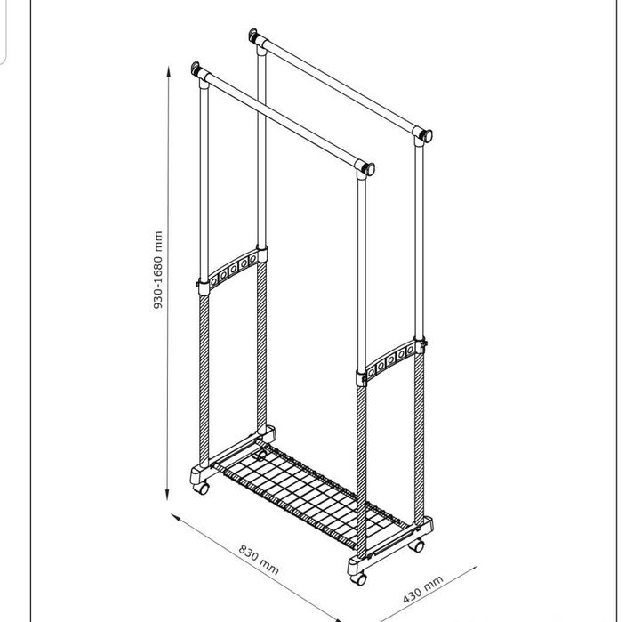 Стойка за дрехи/Закачалка двойна черно/хром