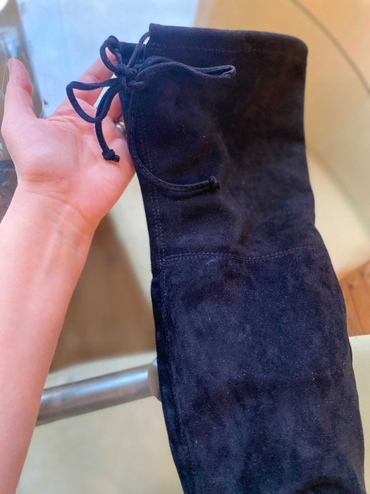 Cizme peste genunchi din piele intoarsa, cu toc, 36