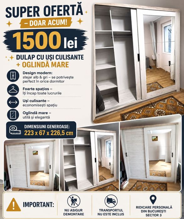 Dressing cu oglinda si usi glisante