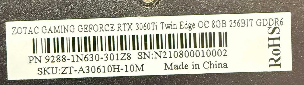ТОП състояние Видео карта  ZOTAC GAMING RTX 3060 Ti Twin Edge OC 8GB GDDR6