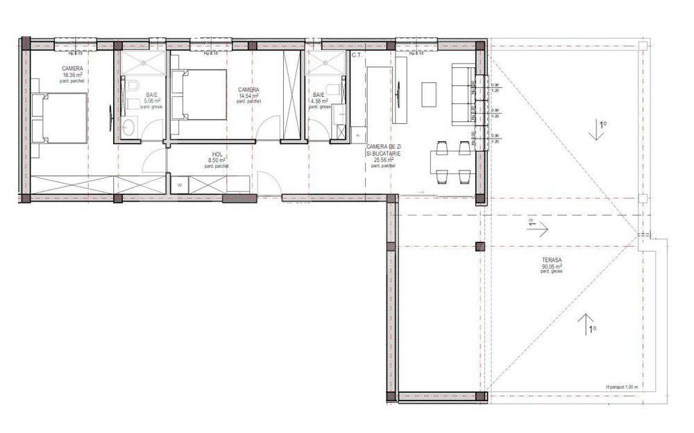Apartament de vanzare la etaj retras, 3 camere