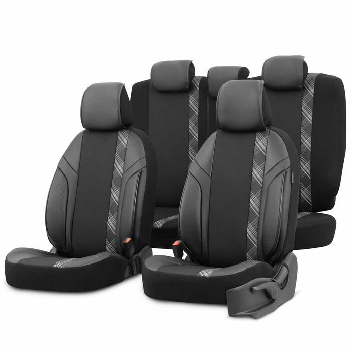 Set huse scaune Premium, Universale, fractionate Otom Horizon 1808 negru/fumuriu