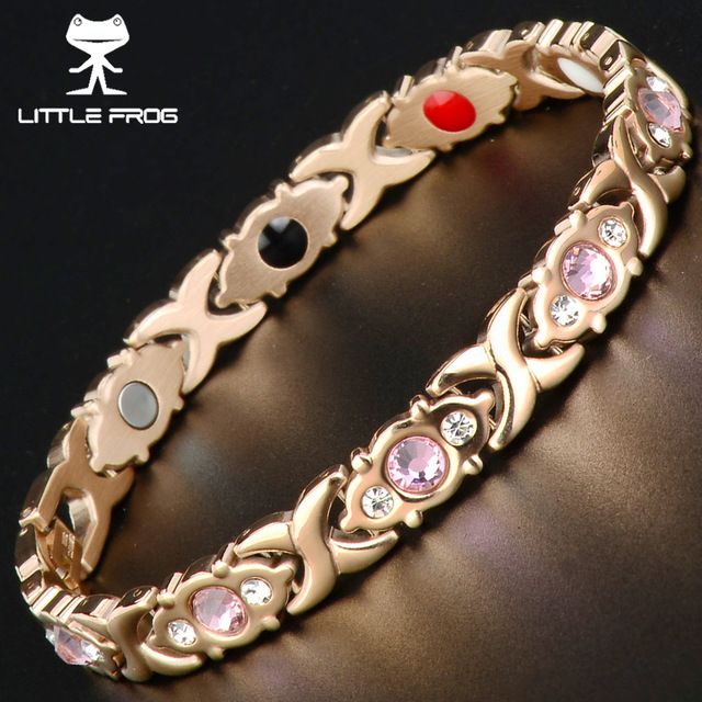 Brăţară magnetica terapeutică din inox placată cu aur