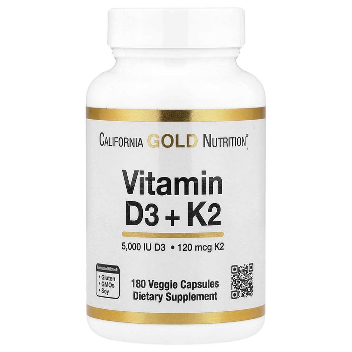 Витамины D3 и К2 MK-7, California Gold Nutrition, 180 капсул