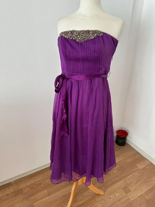 Monsoon Rochie midi matase naturala mov