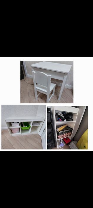 Детский стол со стулом, 2 стеллажа Икея