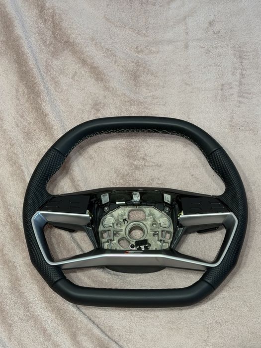 Volan tapitat cu piele perforata si cusatura gri Audi E-Tron , A7,A8,Q7 2020+