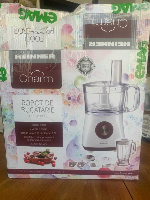 кухненски робот750 W, Купа 1.2 л, Блендер 1.8 л, 4 диска, Бял/Бордо