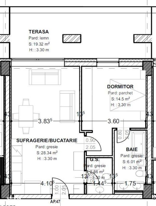 Apartament de vanzare, cu 2 camere, 71 mp, terasa 19 mp, zona centrala — fotografia 1