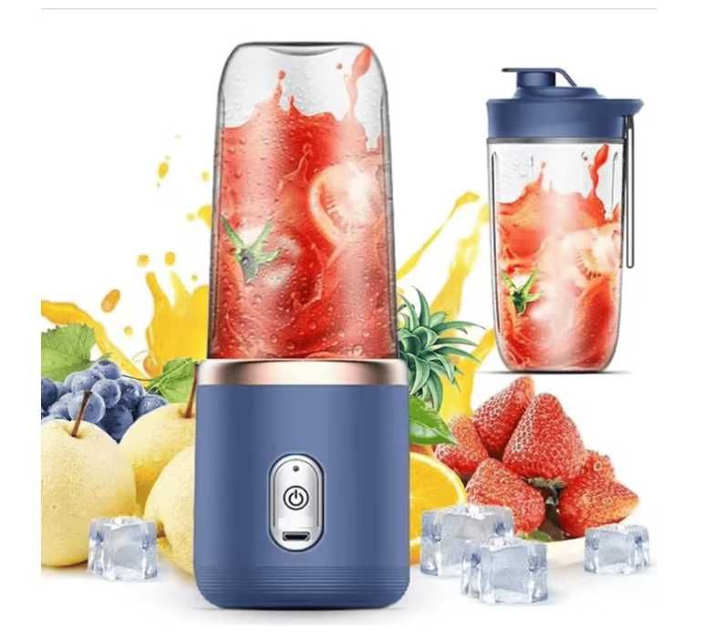 Mini blender electric portabil, 6 lame inox, USB, 400ml