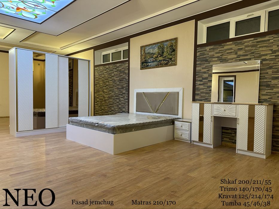 Yotoqxona mebeli skidkada matras bilan