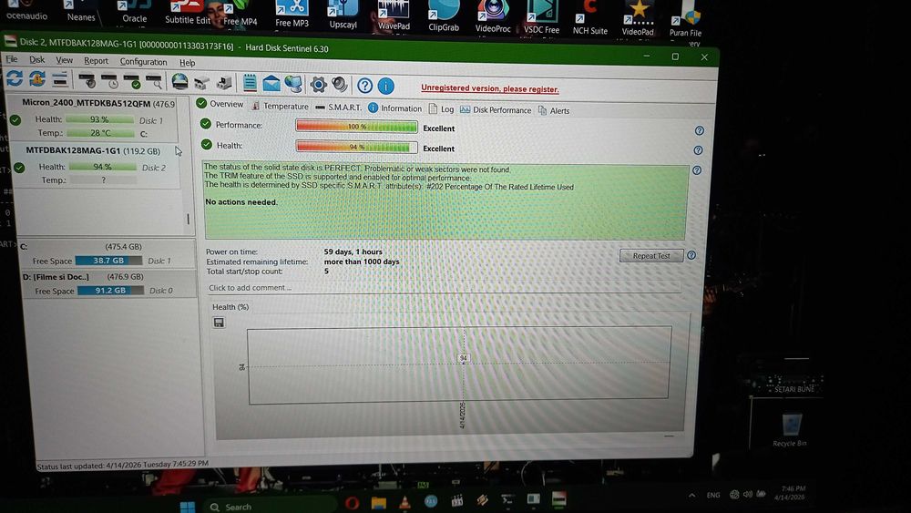 Hdd laptop WD Black 320 Gb si SSD 128 GB