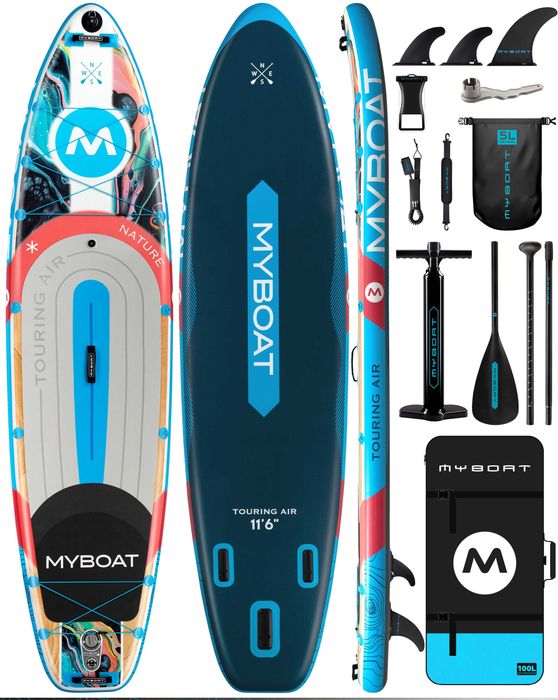 Нов, висок клас, 350 СМ надуваем падъл борд all-round SUP MYBOAT MY17 (Touring Air Blue) в син дизайн.