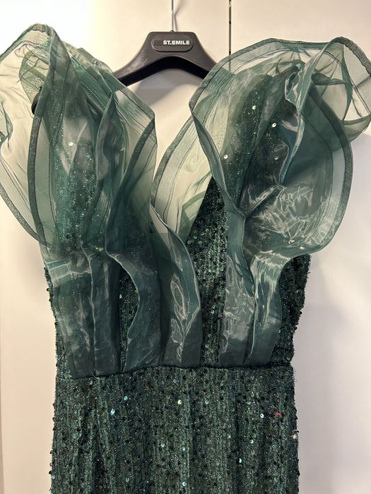 Rochie verde samarald cu paiete M