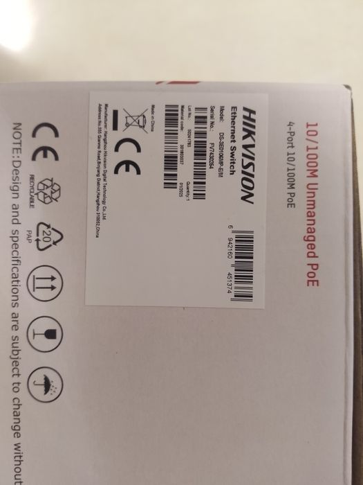 Hikvision poe switch 4 portli