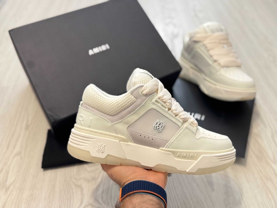 Adidasi Amiri MA-1 Lace-Up Sneakers - White Premium din Piele - NOI