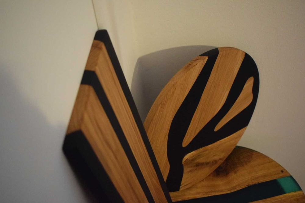 Platou din lemn de stejar si  rășină epoxidică