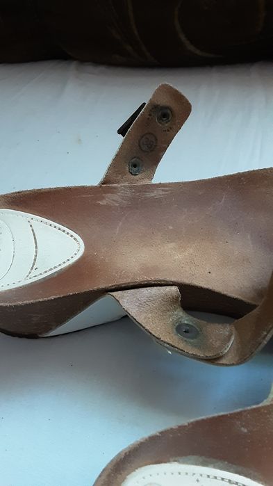 Saboți Scholl de piele naturala albi mărimea 38