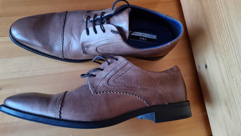 pantofi PIELE maro Derby Brogue nr 43