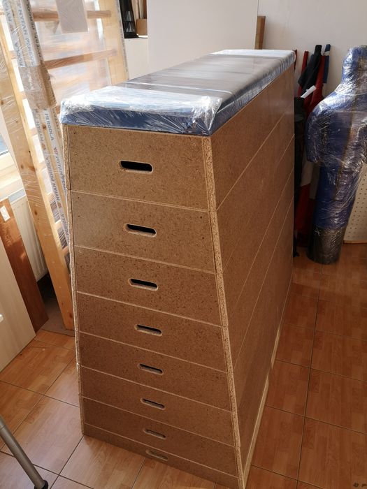 Lada gimnastica trapeizoidala 160 cm cu 8 module din Pal natur