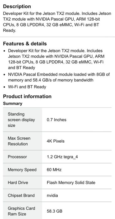 NVIDIA Jetson TX2 Dev.Kit Su’niy intelekt bilan ishlovchilar uchun