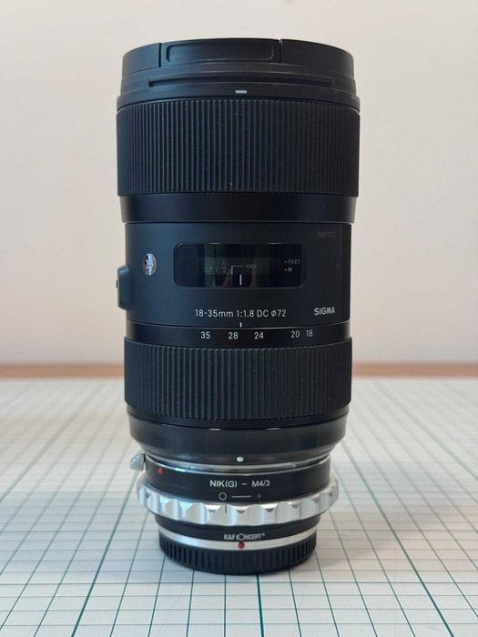 Sigma 18-35 f/1.8 Nikon F + adapter Nikon G, MFT