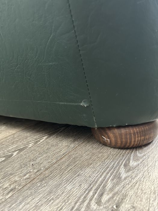 Fotolii piele naturală verde, foarte confortabil, stil clasic