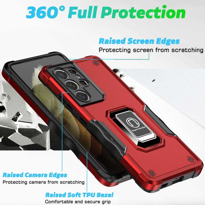 Husa Telefon Samsung Galaxy S21 Ultra 5G cu protectie camera si suport