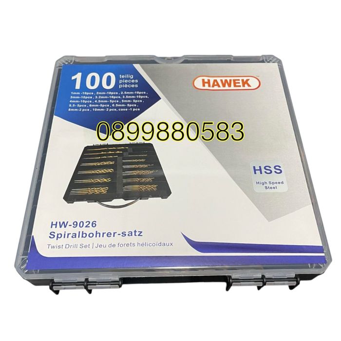 Свредла,бургии за метал HAWEK-100части комплект