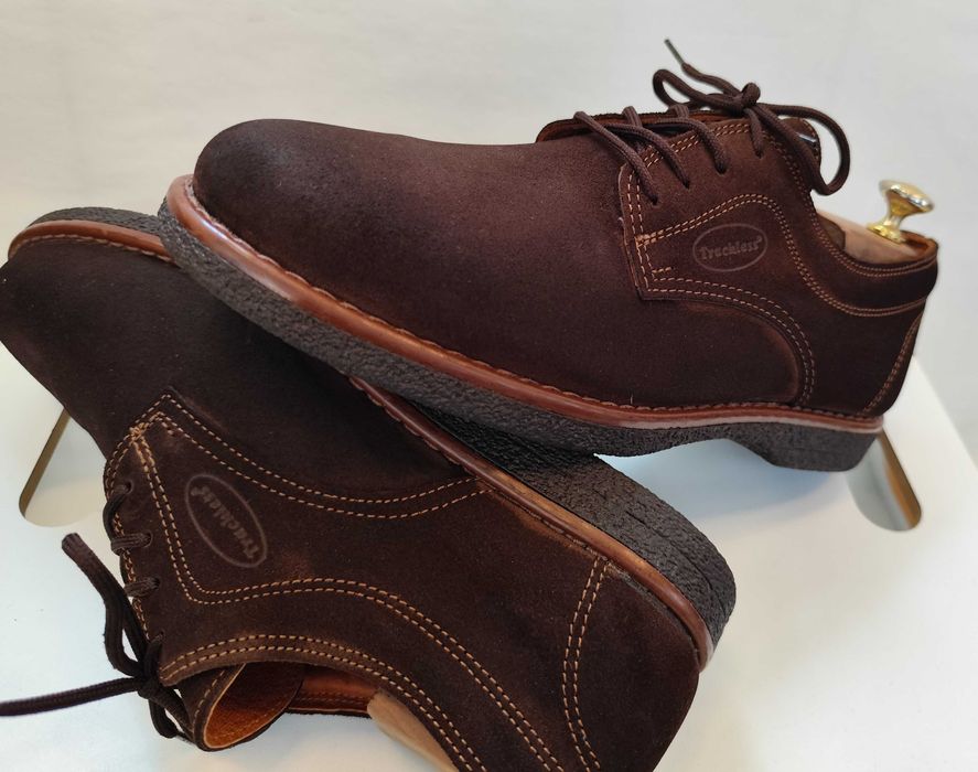 Pantofi derby 42 plain toe Trachiess NOI piele naturala moale suede