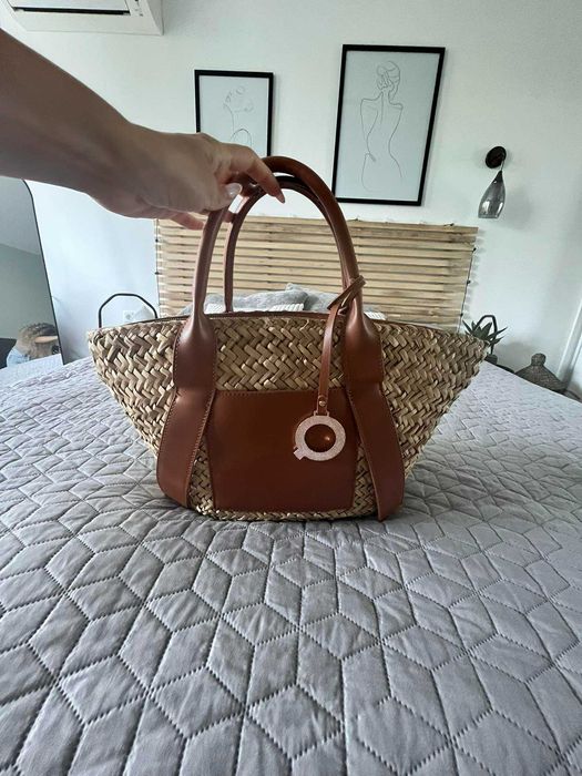 Голяма кафява чанта и лятна кошница 2 модела