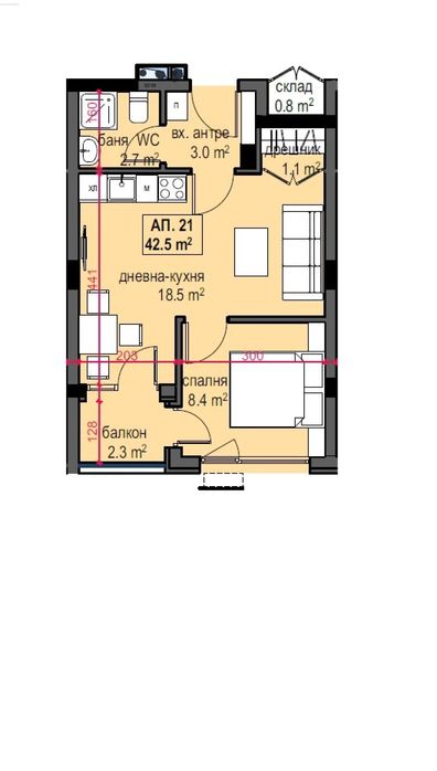 Южен двустаен апартамент в гр. Приморско.