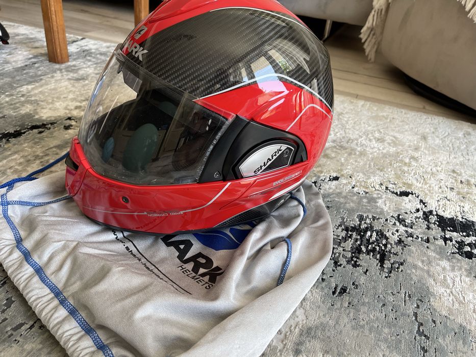 Casca moto Shark modulara fibra carbon noua