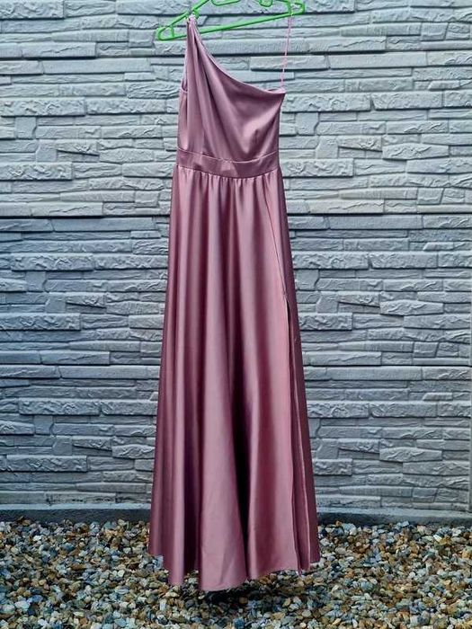 Rochie de seară elegantă, roz pudrat, nouă – model pe un umăr