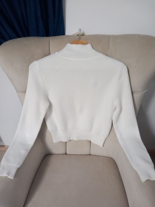Pulover alb tricotat pufos măsură S Zara