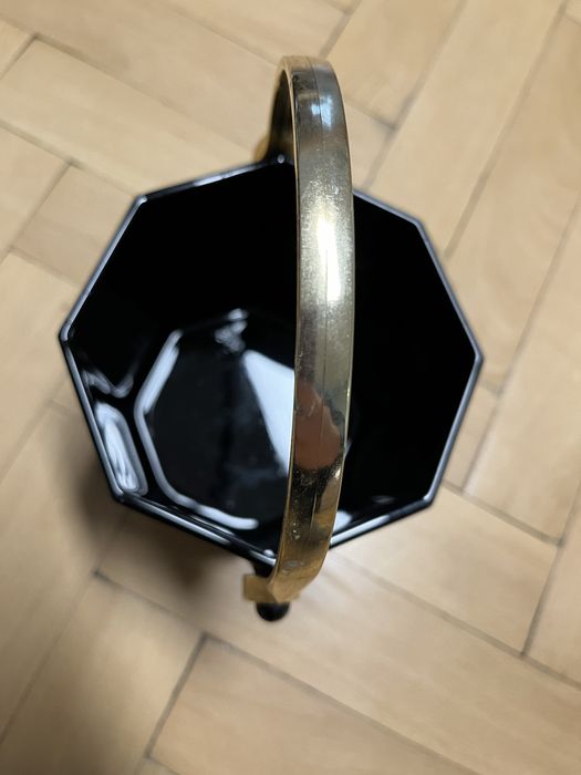 Френска ретро осмоъгълна ретро черна стъклена кофа за лед