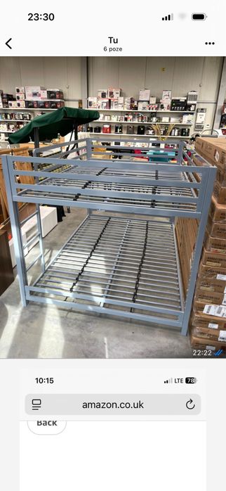 Paturi Suprapuse Metalice 2 Locuri Full-Over-Full, Cadrul Robust Din Otel, Scara Integrata