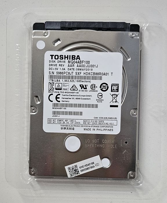 Продам жесткий диск Toshiba HDD накопитель 1 тб памяти MQ04ABF100
