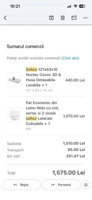 Vand patut bebe Erbesi si saltea nucleu cocos