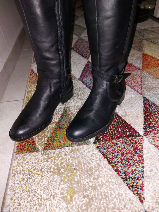 Високи равни ботуши естествена кожа 38