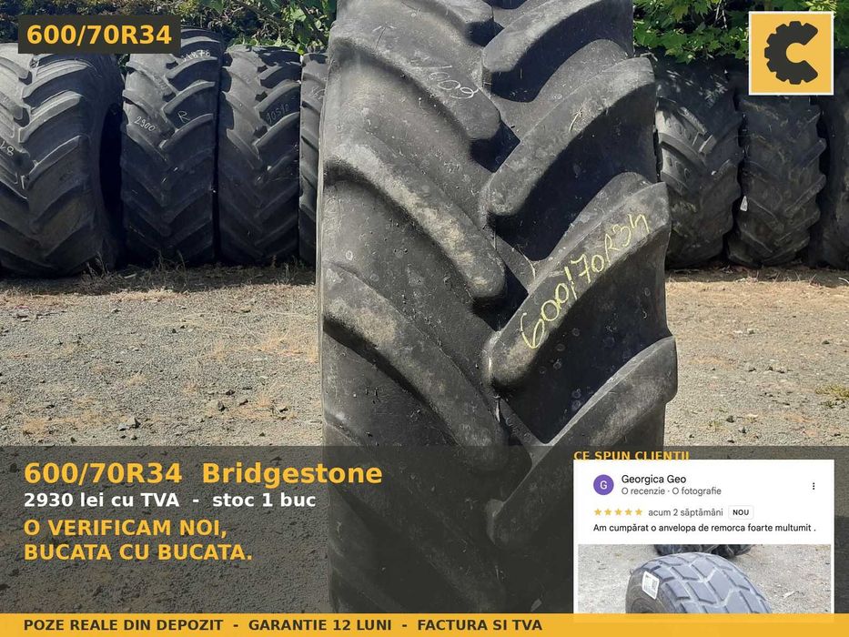 Cauciucuri 600/70R34 Bridgestone Anvelope Tractor SH REDUCERE TVA
