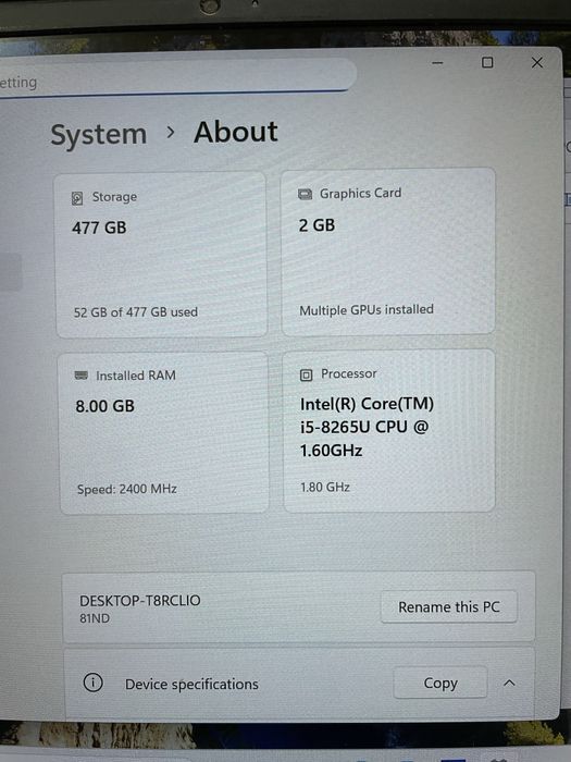 Laptop Lenovo Ideapad S540, 512 ssd, i5-8265, video dedicat, metal