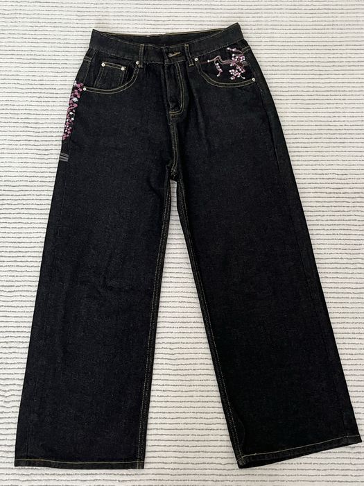 джинсы с сакурой