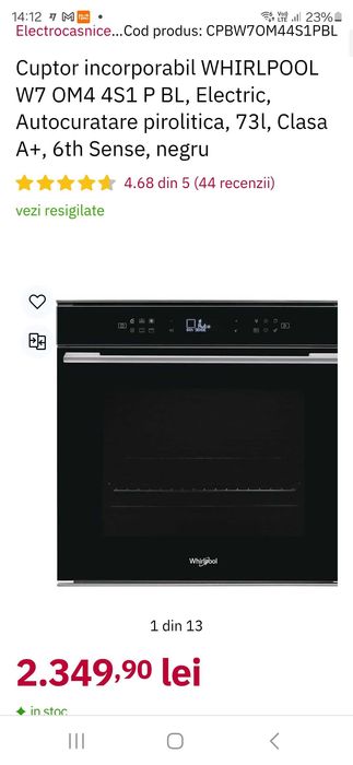 Cuptor incorporabil WHIRLPOOL W7 OM4 4S1 P BL, Electric,