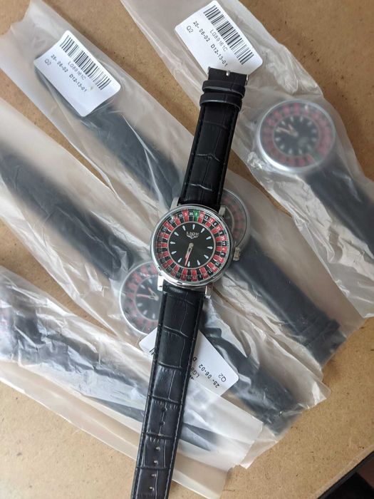 Ceas ruletă casino, curea piele, bilă rotativă